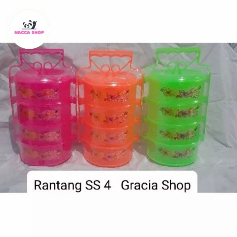 Rantang Plastik Susun 4 / Rantang Hajat Hajatan SS 4 / Bekal Ompreng Lunch Box Serbaguna