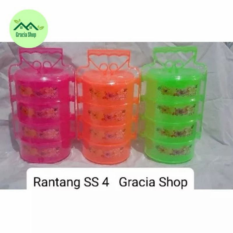 Rantang Plastik Susun 4 / Rantang Hajat Hajatan SS 4 / Bekal Ompreng Lunch Box Serbaguna