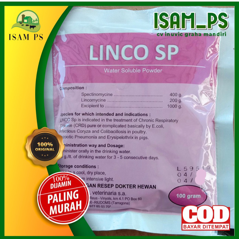 Linco Sp 100 gram ( linco spectin lin.co.my.cin spec.tino.mycin serbuk wsp)