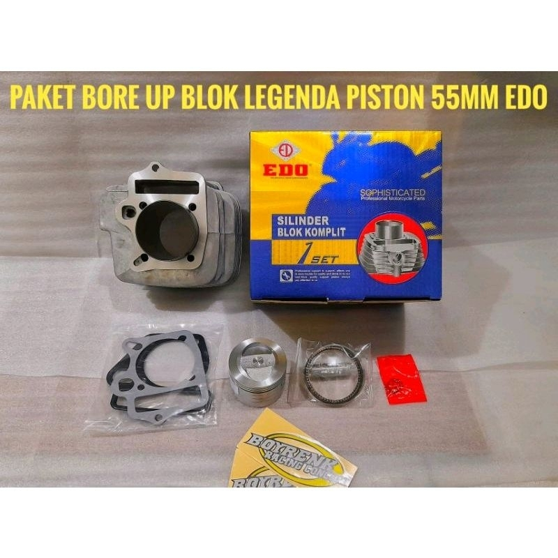 BLOK KOMPLIT BLOK BORE UP SET LEGENDA/REVO LAMA PISTON 55MM EDO -BOYRENK SURABAYA