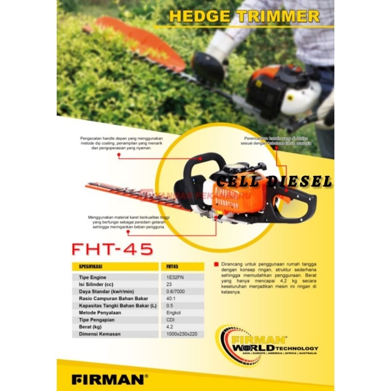 Mesin pemotong dahan & Teh FIRMAN FHT45 Hedge Trimmer