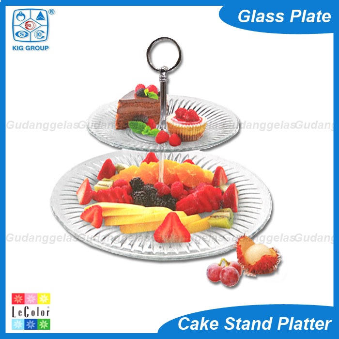 Cake Stand Platter/Piring Saji Kue/Piring Kue Kaca/Glass Cake Stand Platter/Dessert Plate/Piring Saj