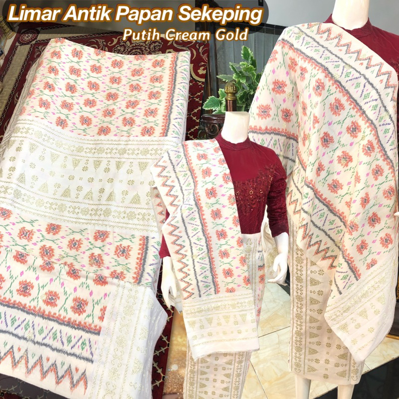 Songket Limar Antik Papan Sekeping Putih Cream /songket tenun asli palembang /ilham songket palemban