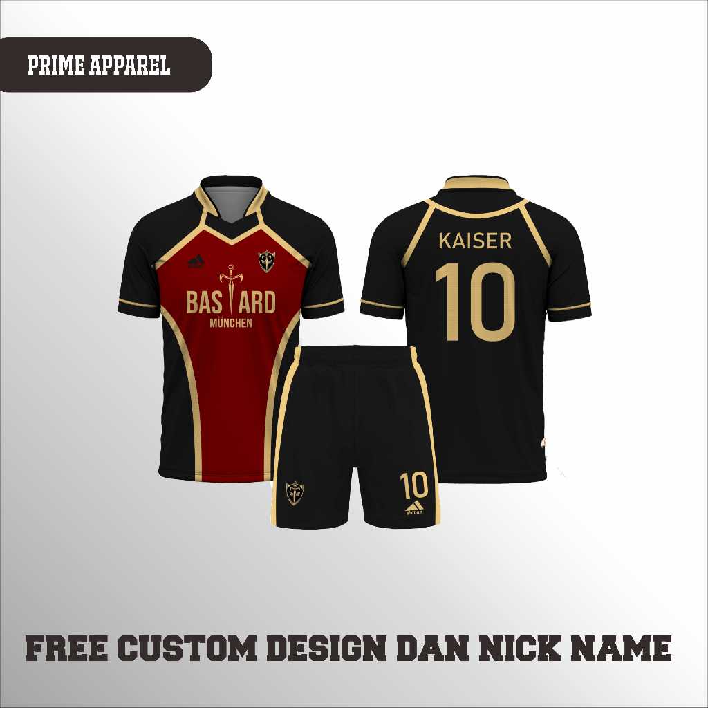 Jersey Bastard Munchen Kaiser Cosplay Anime Blue Lock Free Custom Nama dan Nomer