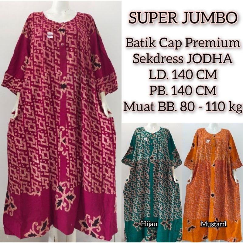 RIOZ - DASTER SEKDRESS JODHA MAURA JUMBO TERBARU LD 140 cm BATIK CETAK ASLI DASTER WANITA JUMBO TERB