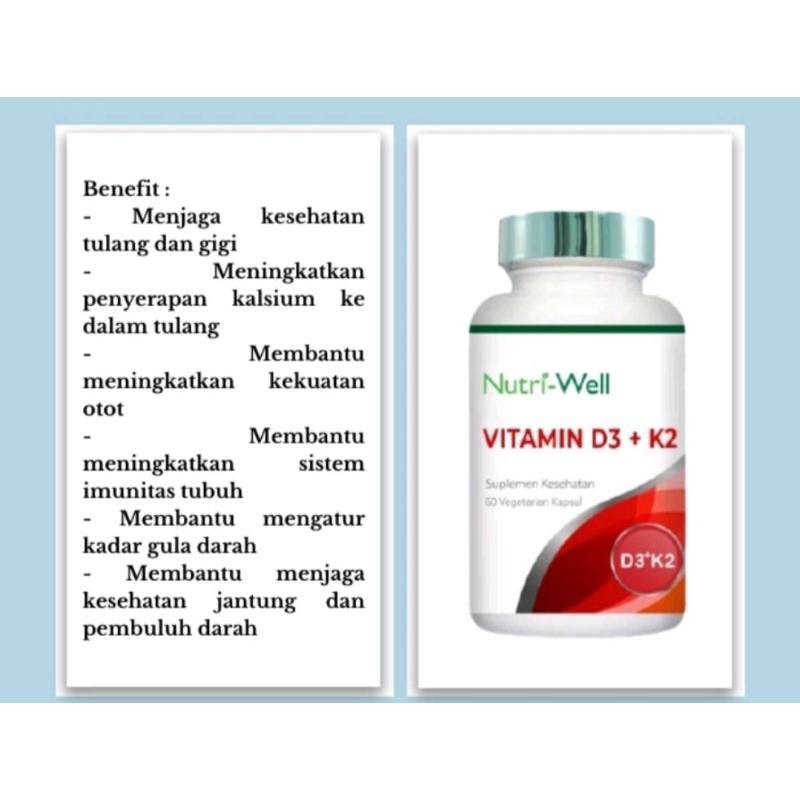 nutriwell vitamin D3+K2 (60 kapsul)