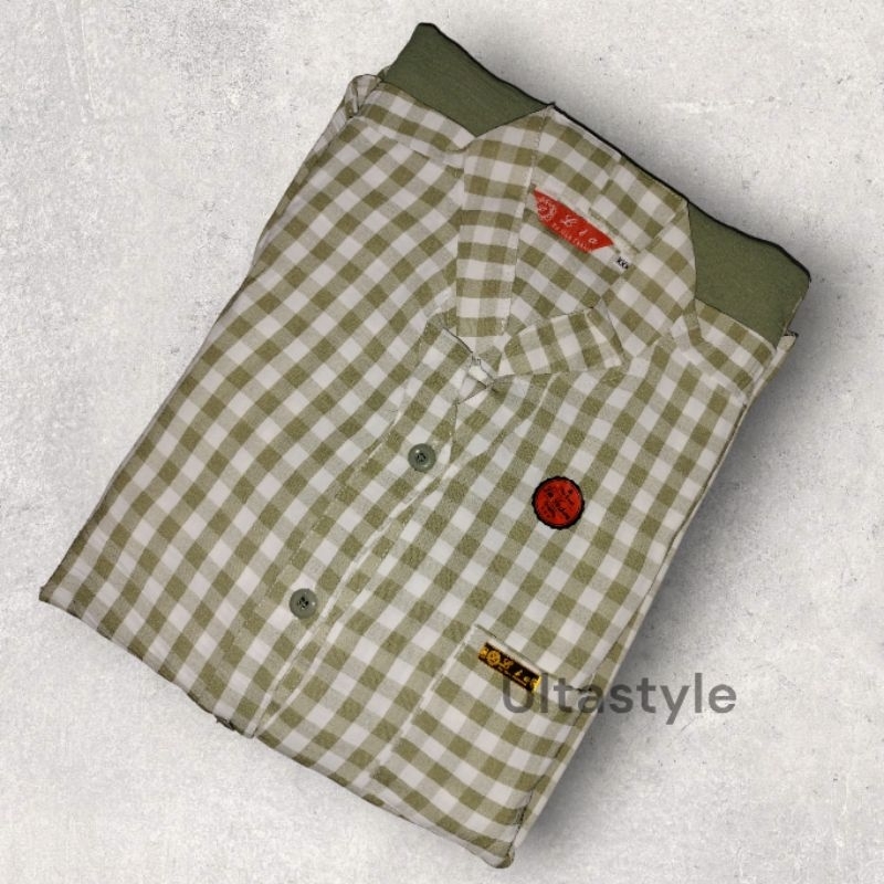 SETELAN WANITA BAHAN CRINKLE MOTIF KOTAK KOTAK KECIL/ SETELAN WANITA KEKINIAN