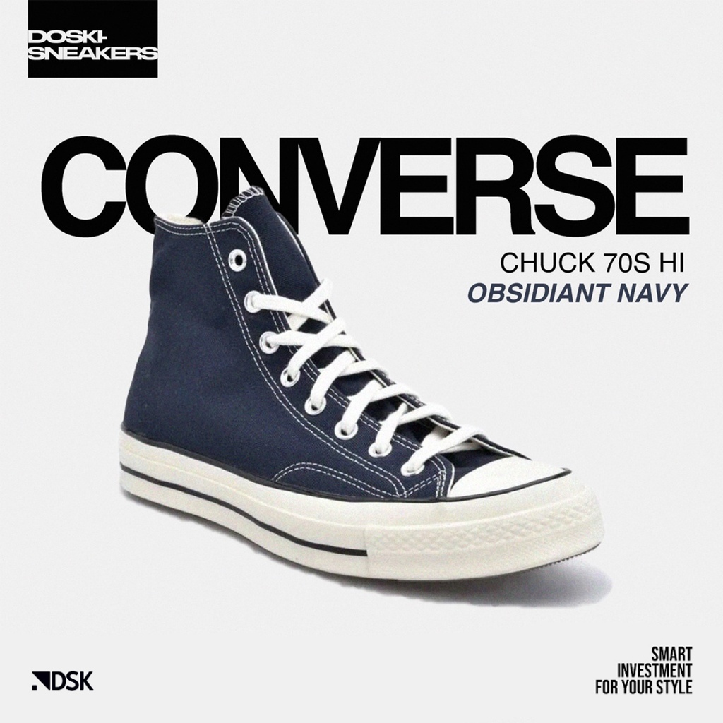 Converse 70S HI Obsidian Navy 100% Original BNIB Sneakers Casual Pria Wanita Sepatu Converse Sepatu 