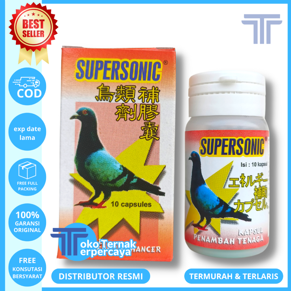 SUPERSONIC 1 Botol (10 KAPSUL) - Jamu Merpati Penambah Stamina Tenaga & Daya Tahan Tubuh - Vitamin D