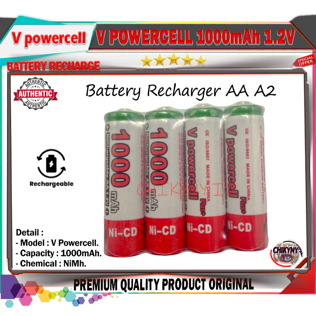 BATTERY V POWERCELL 1000mAh RECHARGEABLE BATTERY AA