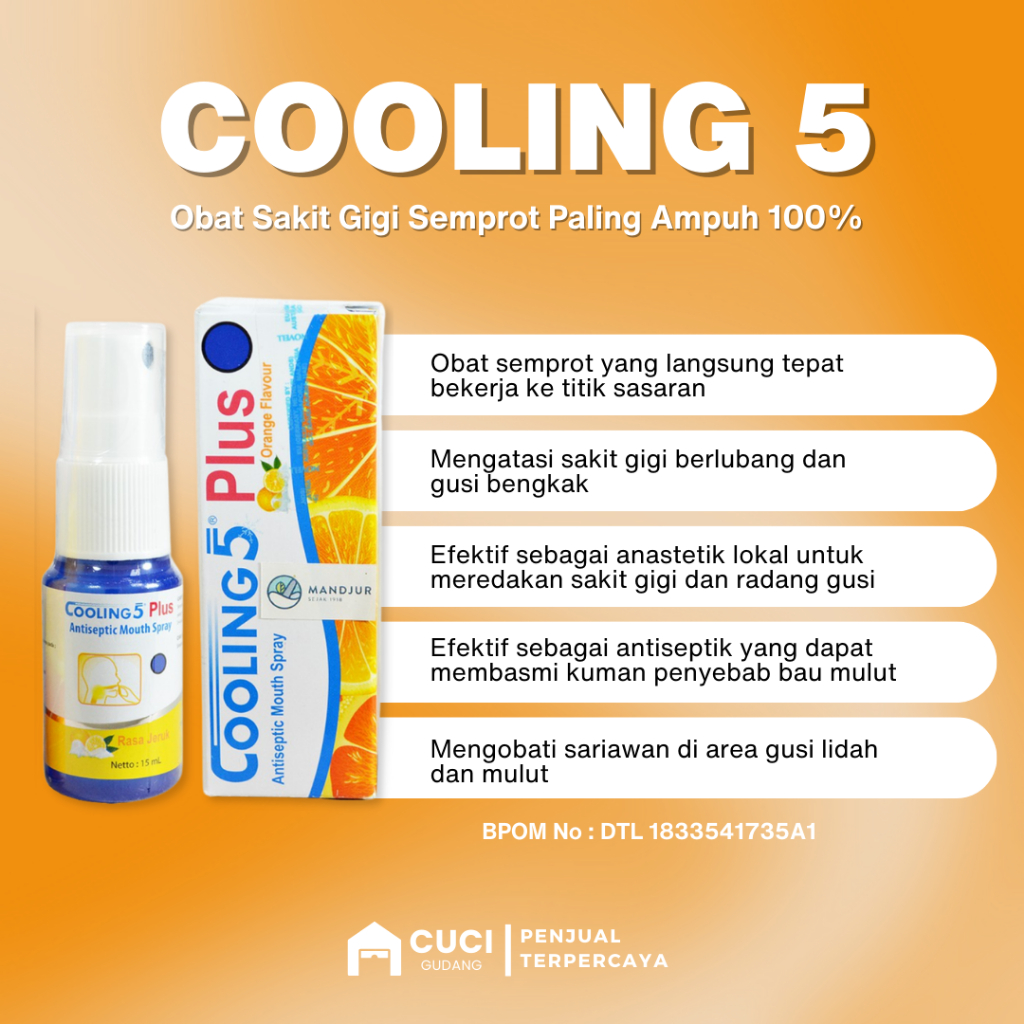 RB22 Obat Sakit Gigi Semprot Cooling 5 Plus Berlubang Paling Ampuh Sariawan Di Bibir Ngilu Nyeri