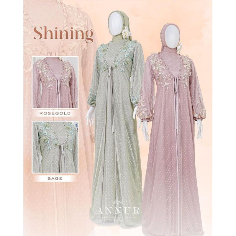 Gamis/gaun SHINING warna rosegold ORI ANNUR LABEL PRELOVED