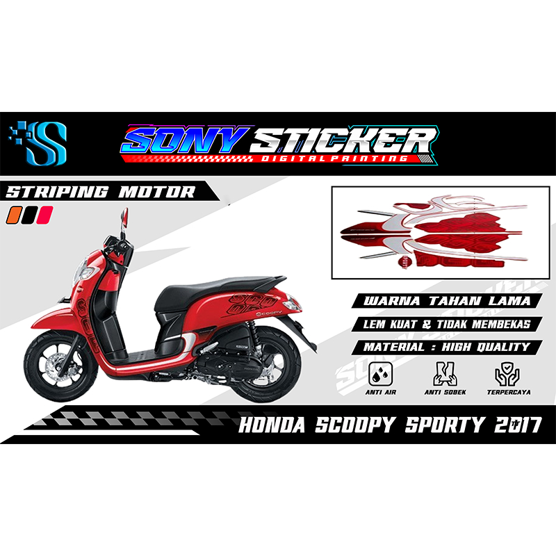 Stiker List Body Motor Scoopy Sporty 2017 - Striping Standar Honda Scoopy Sporty Tahun 2017