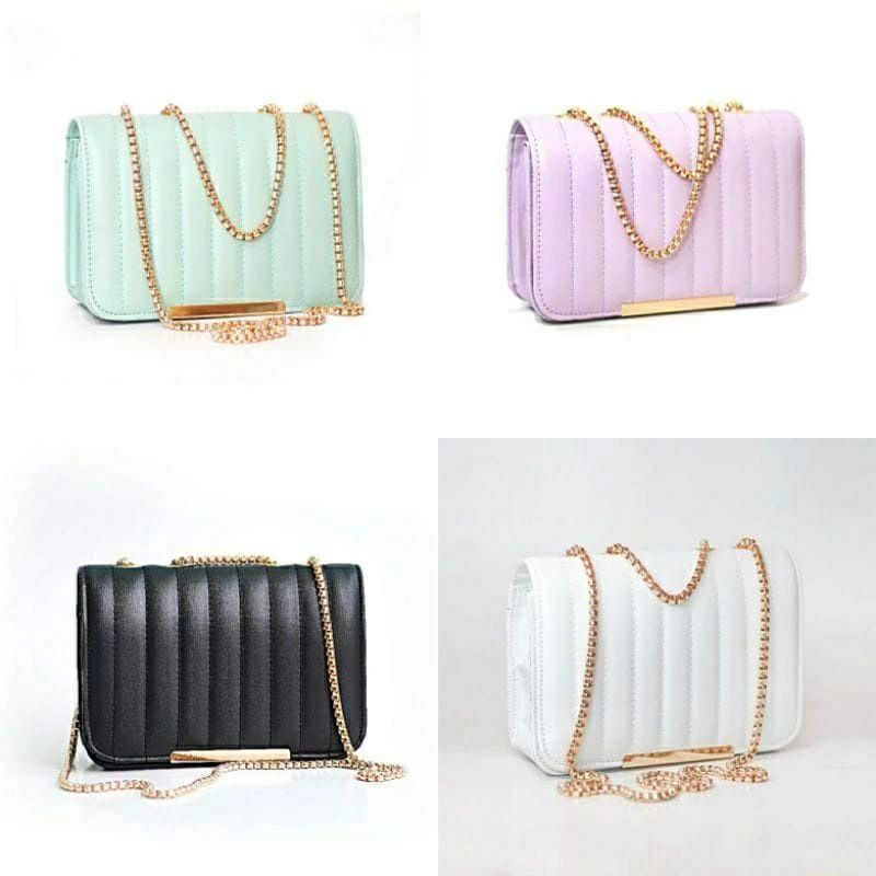 TAS SELEMPANG WANITA/TAS BORDIR RANTAI MINI/TAS TALI RANTAI