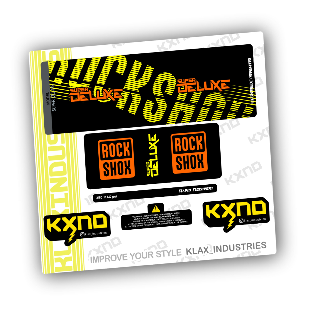 Decal rearshock RockShox Super Deluxe KLAX INDUSTRIES stiker sepeda