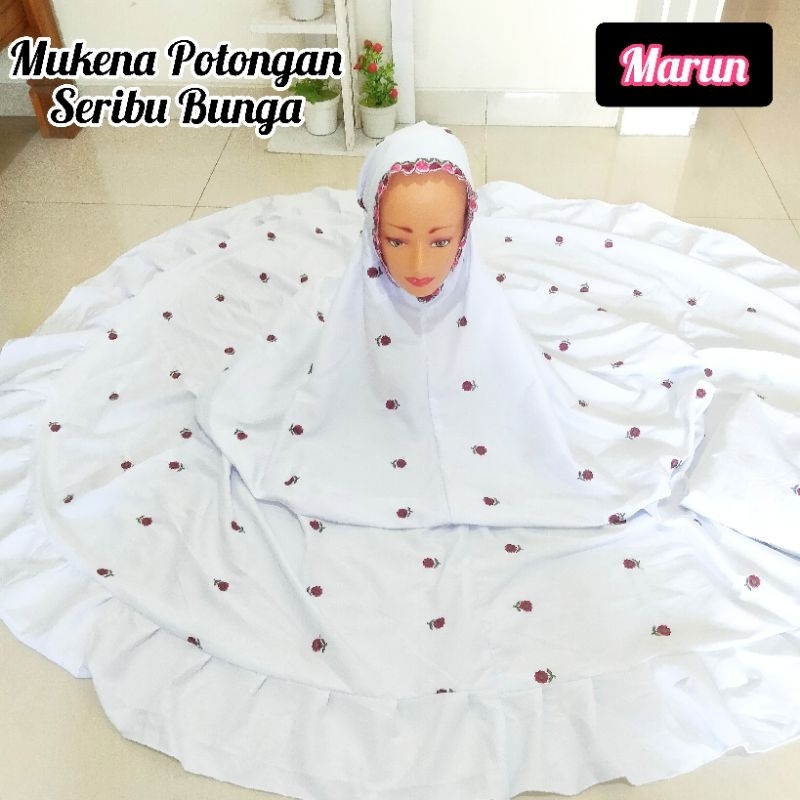 MUKENA POTONGAN BORDIR DEWASA POLINO MUKENAH SETELAN SET ROK WARNA PUTIH POLINO PREMIUM MURAH