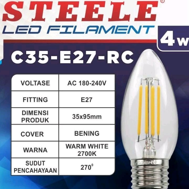 Bohlam Lampu LED Cafe Kuning Kawachi Filament 4 Watt