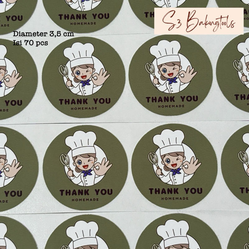 

sticker label stiker thank you cute grey isi 70 pcs diameter 3,5 cm