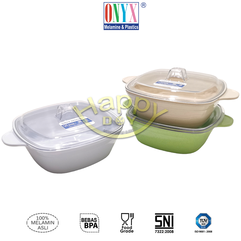 WADAH SAJI | WADAH LAUK | WADAH MAKANAN | CASSEROLE MELAMIN SEGI + TUTUP ONYX 900ML