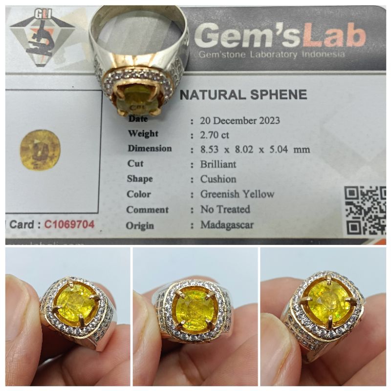 Natural Yellow Sphene super Luster 2,7ct memo GLI