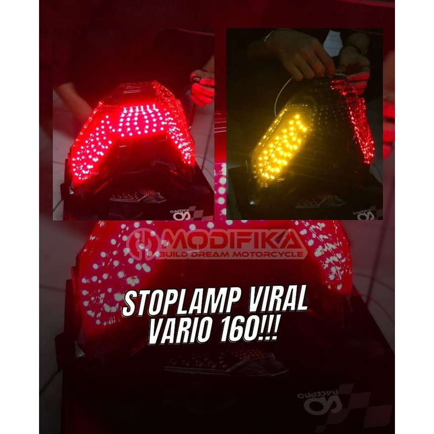 Lampu stop belakang stoplamp 3in1 sein running custom bintik honda new vario 160 11 mode full set mi