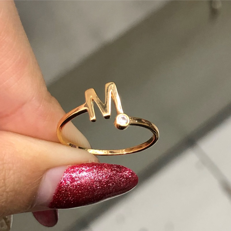 ME6- CINCIN HURUF M 1.1GR KADAR 375 UKURAN 15
