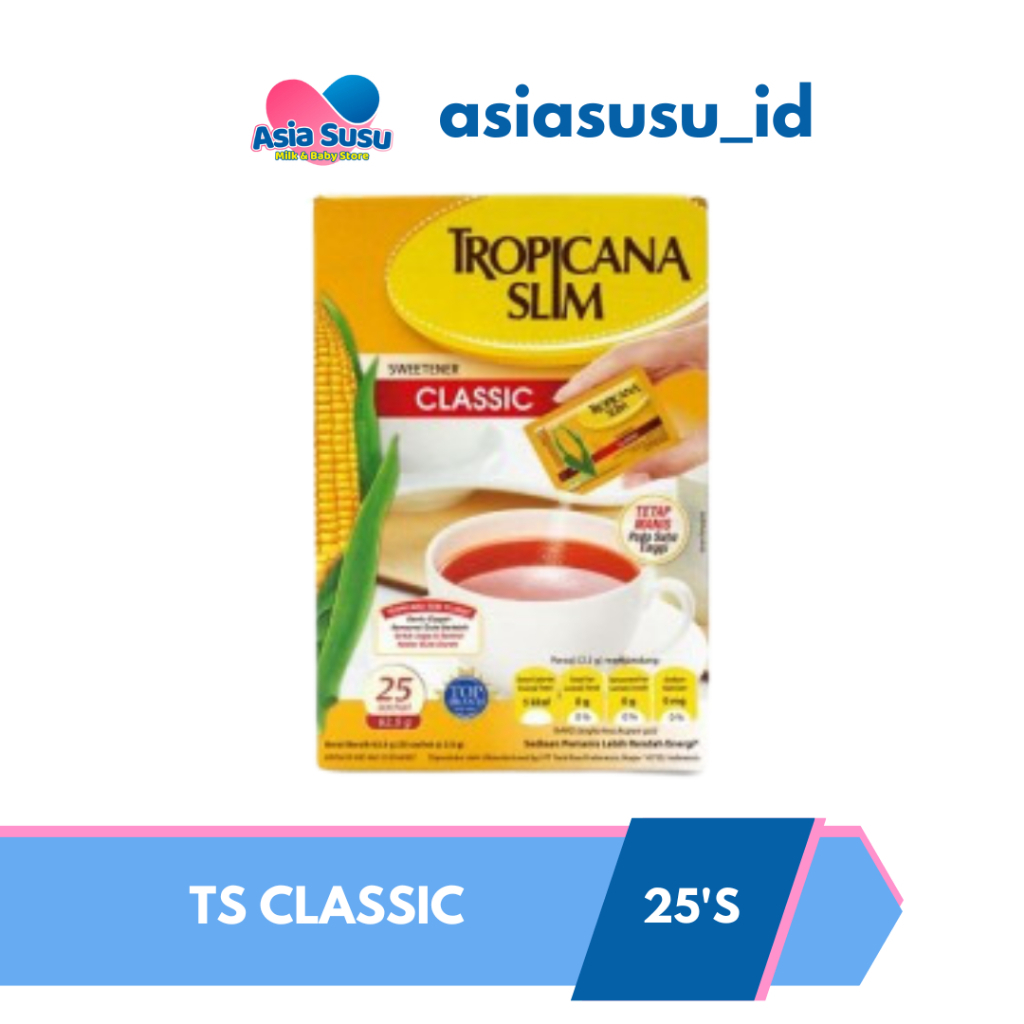 

TROPICANA SLIM SWEETENER CLASSIC 100 / 50 / 25 SACHET (pengganti gula buatan )