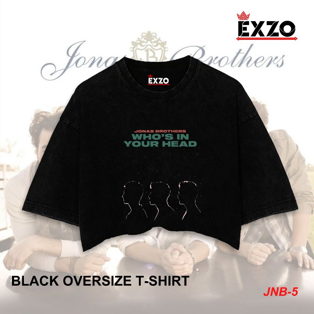 EXZO Kaos CROP TOP JONAS BROTHERS WHITE  Oversize/SLIMFIT KATUN tshirt kaos JONAS BROTHERS