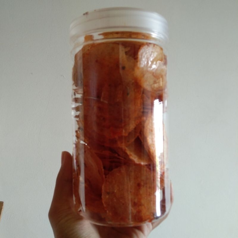 

COD makanan ringan keripik kaca pedes daun jeruk kemasan toples 1000ml kriuk, cemilan, Snack, jajanan, oleh oleh