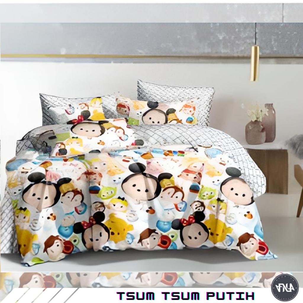 Bedcover Set Anak/Bedcover+Sprei Motif Karakter Tsum-Tsum Pink Lucu