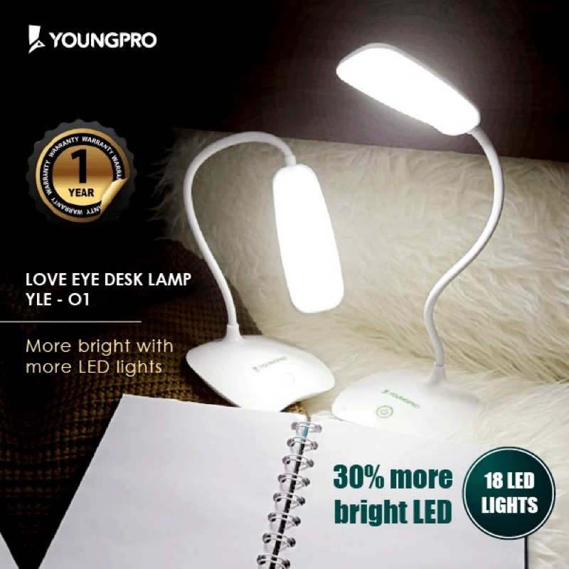 Lampu Meja Belajar LED 3 Mode Sentuh Rechargeable USB Cahaya Putih