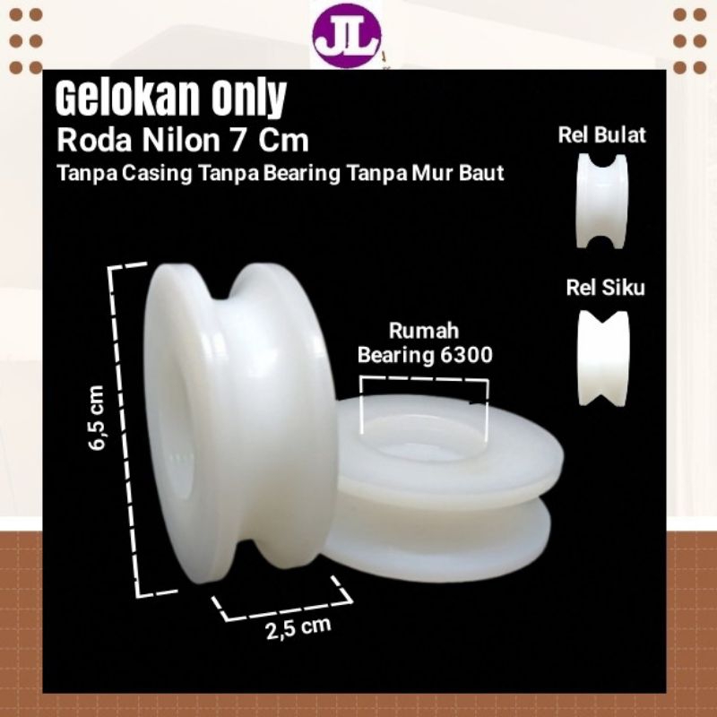 Pulley Roda Nilon Ukuran 7 cm Roda Nilon Ukuran 7 cm Tanpa Bearing Tanpa Casing Roda Pintu Pagar Bes