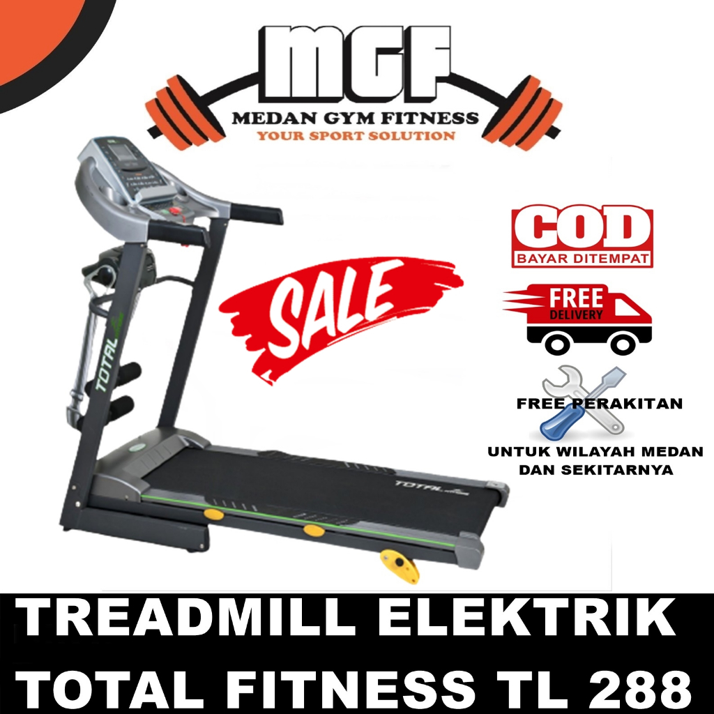 FREE ONGKIR DAN PERAKITAN MEDAN DAN SEKITARNYA - TREADMILL ELEKTRIK 3 FUNGSI TOTAL FITNESS TL 288