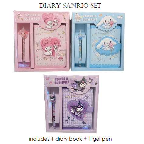 

Diary sanrio set my melody cinnamoroll buku jurnal dgn gel pen