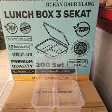 Thinwall Lunch Box 3 Sekat Merek Technoplast | Per Pack isi 25 pcs