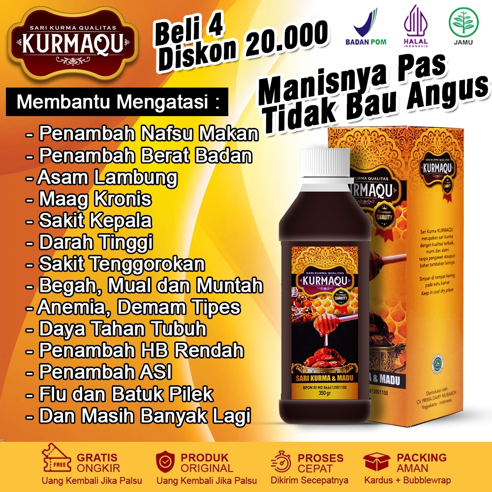 Kurmaqu Sari Qurma dan Madu Vitamin Penambah Nafsu Makan Suplemen Penggemuk Badan Untuk Anak dan Dew