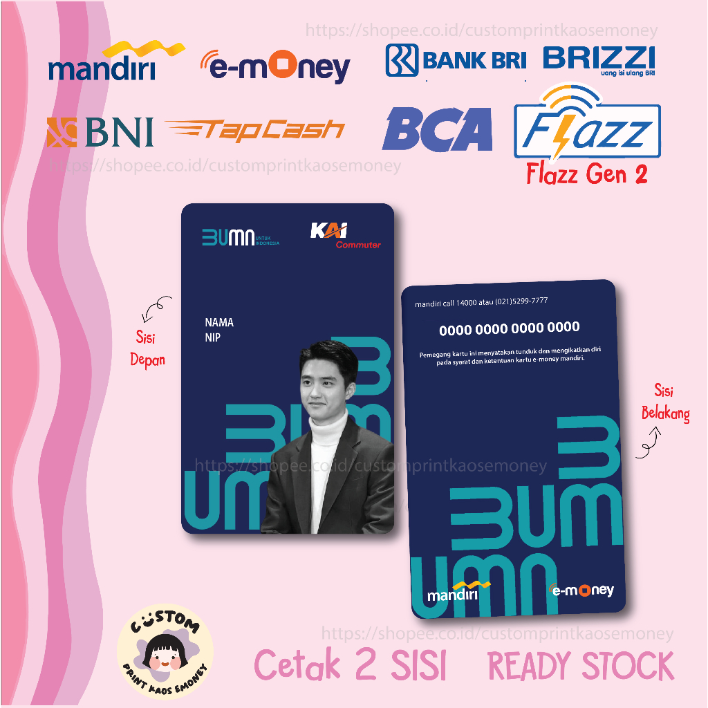 KARTU E MONEY E TOLL ID CARD KAI COMMUTER BUMN MANDIRI EMONEY BNI TAPCASH BRI BRIZZI FLAZZ BCA - 2 S