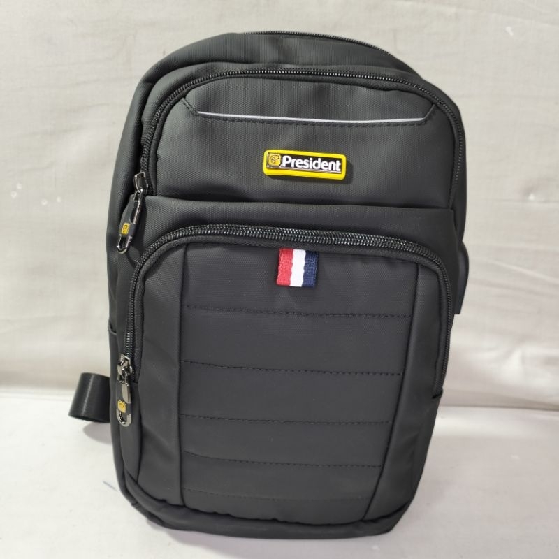 tas ransel mini merek president original USB cable dilengkapi tali mengandung karet original