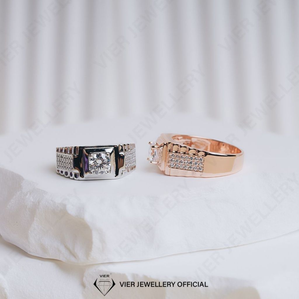 Wynn Edition Ring Man 16327 Cincin Cowok Copper Crystal Zirconia Emas Replika Berlian
