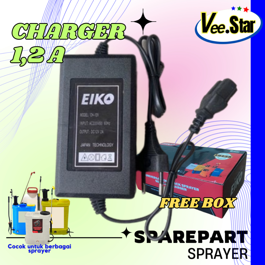 Charger Sprayer Elektrik 1.2A  12V / Cas Aki Sprayer Hama Elektrik  1.2A  Eiko