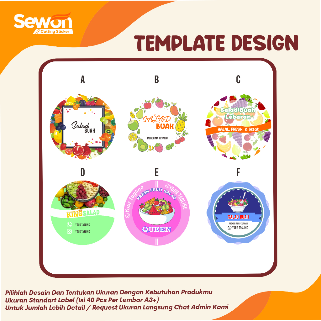 

Sticker salad buah | free template | sticker cutting | sticker label