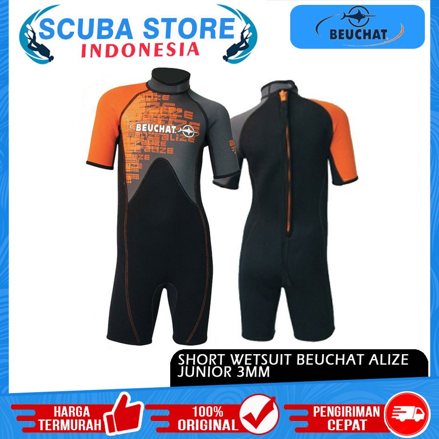Short Wetsuit Beuchat Alize Junior Neoprene 3mm Baju Selam Pendek Kanak-kanak Scuba Diving Snorkelin