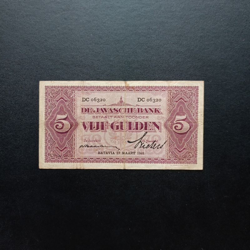 5 Gulden 1931 Seri JP Coen De Javasche Bank