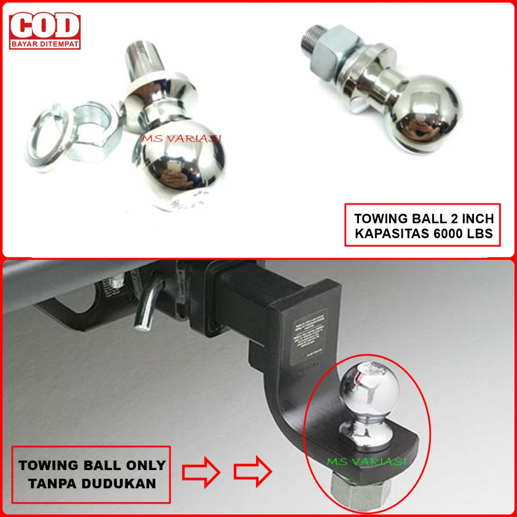 Towing Ball 2 Inch 6000 LBS Bahan Kuat Padat Solid Bola Towing Mobil Belakang Bemper Bamper MSV