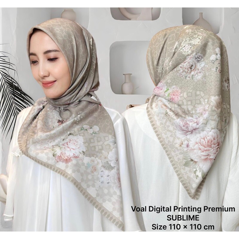 Segiempat Motif Meliaa scarves Voal sublim / Segiempat butik / Segiempat