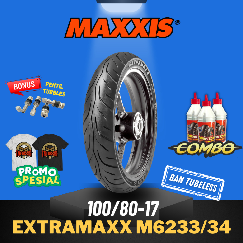 [READY COD] MAXXIS EXTRAMAXX RING 17 / BAN MAXXIS 100/80-17 / 100-80-17 BAN TUBELESS BAN LUAR / BAN MOTOR TUBLES