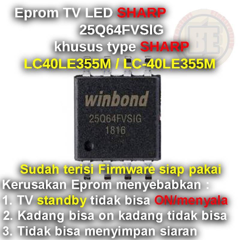 Ic Eprom Firmware TV SHARP LC40LE355M / LC-40LE355M
