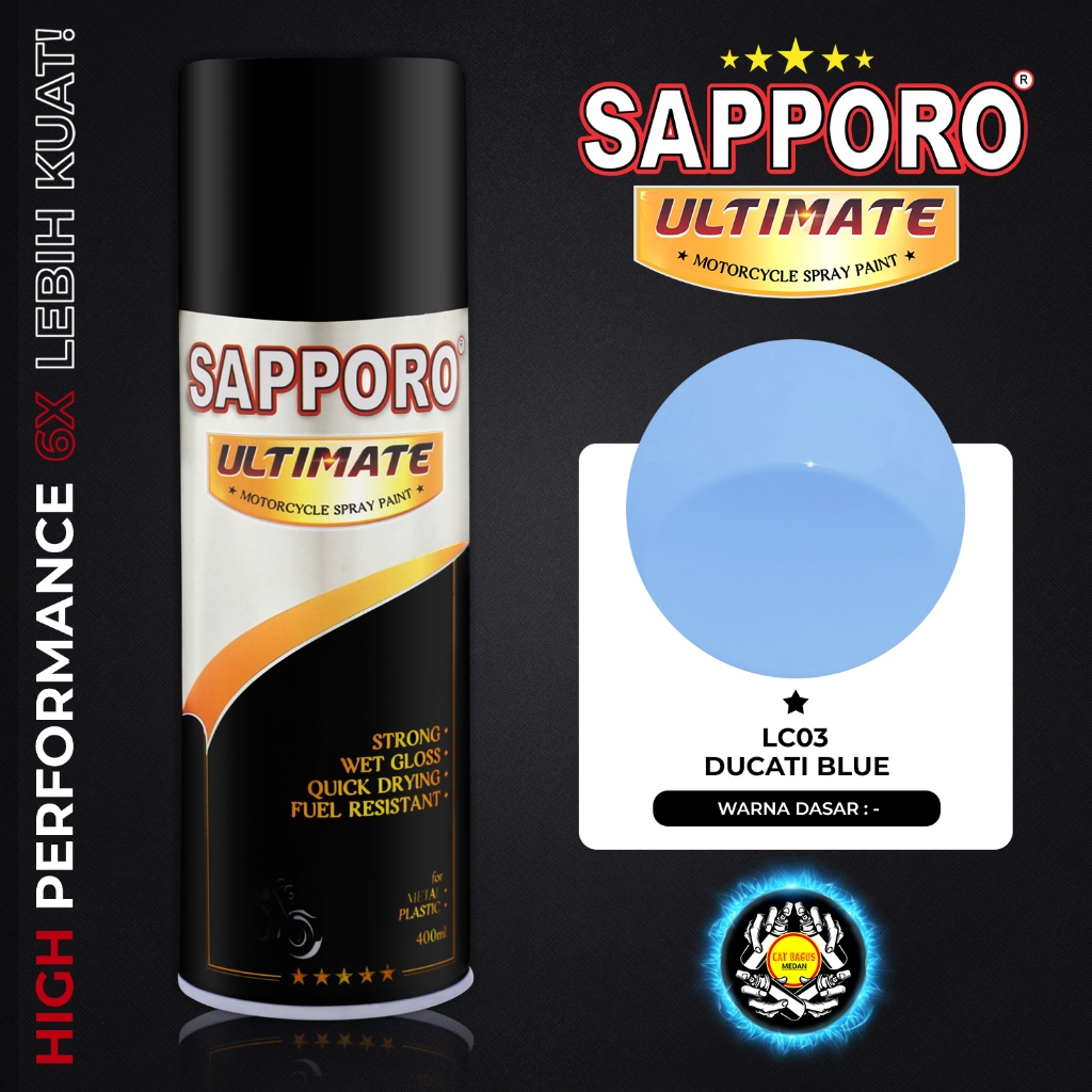 SAPPORO ULTIMATE LC03 DUCATI BLUE CAT SEMPROT 400 ML CAT MOTOR AEROSOL PYLOX DUCATI GRESINI RACING M