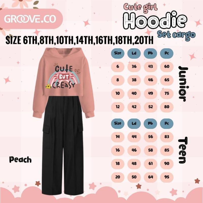 CUTE GIRL HOODIE SET CARGO BY GROOVE