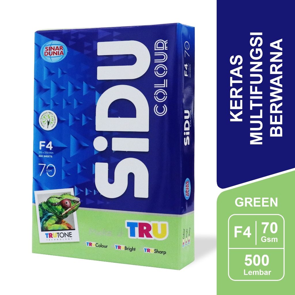

SiDU Kertas Fotocopy Warna Hijau/Green 70 GSM F4 1 RIM - SDU CLR 70 F4 190